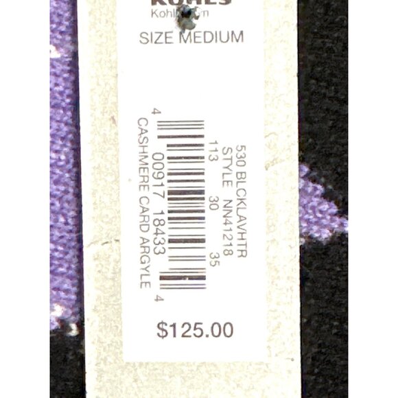 Apt 9 Medium Cashmere Argyle Sweater Purple Gray Black Knit Button Cardigan NWT - Picture 9 of 13